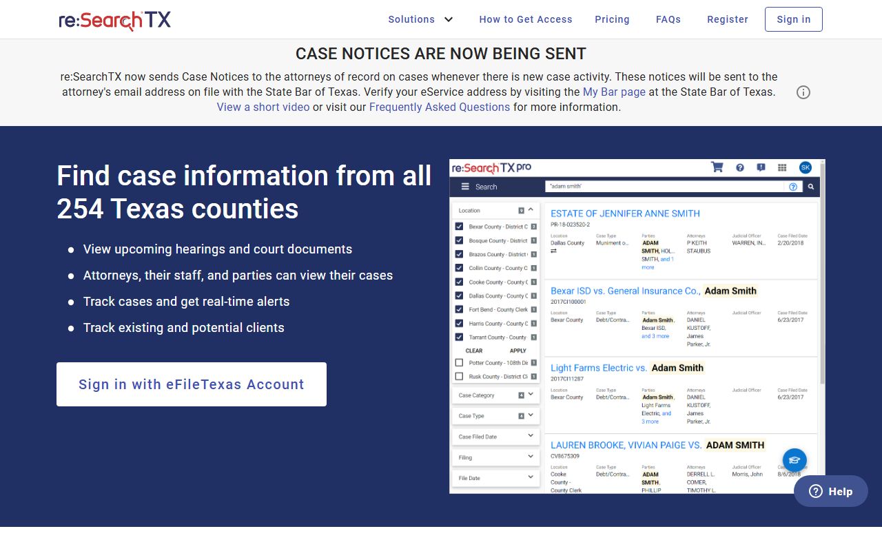 re:SearchTX portal for Knox County court records after jail arrest
